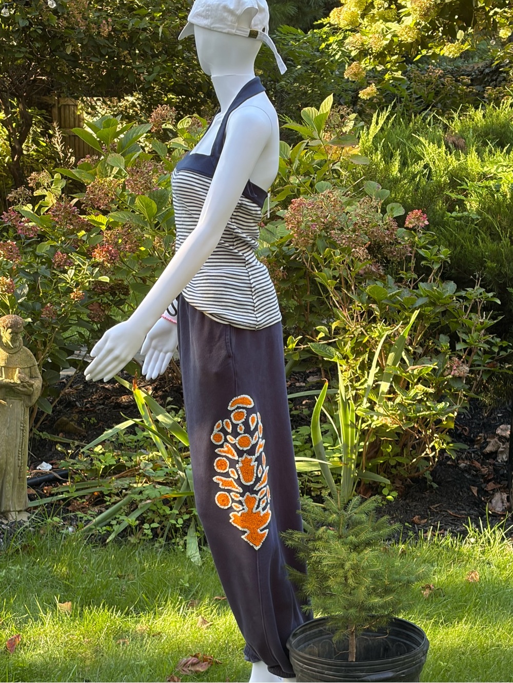 FreePeopleMovement ALL STAR EMBROIDERED LOGO PANTS in Midnight Neon Coral Combo